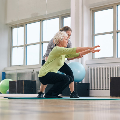 Working out at Physical Therapy