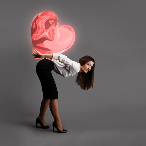 Big heart on woman's back